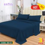 Cotton solid Navy blue bed sheet_Double size _Navy Blue