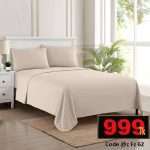 Cotton solid Biscuit bed sheet_Double size _Biscuit