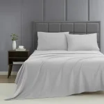 Cotton solid silver grey bed sheet_Double size _Silver grey