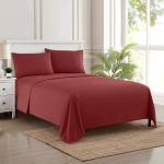 Cotton Maroon color solid bed sheet_Double size