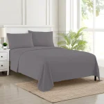 Cotton solid bed sheet_Double size _Dark grey