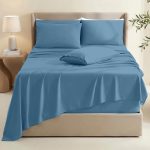 Cotton solid Stone Blue color bed sheet_Double size